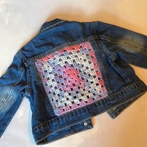 Baby Jean jacket with crochet accents